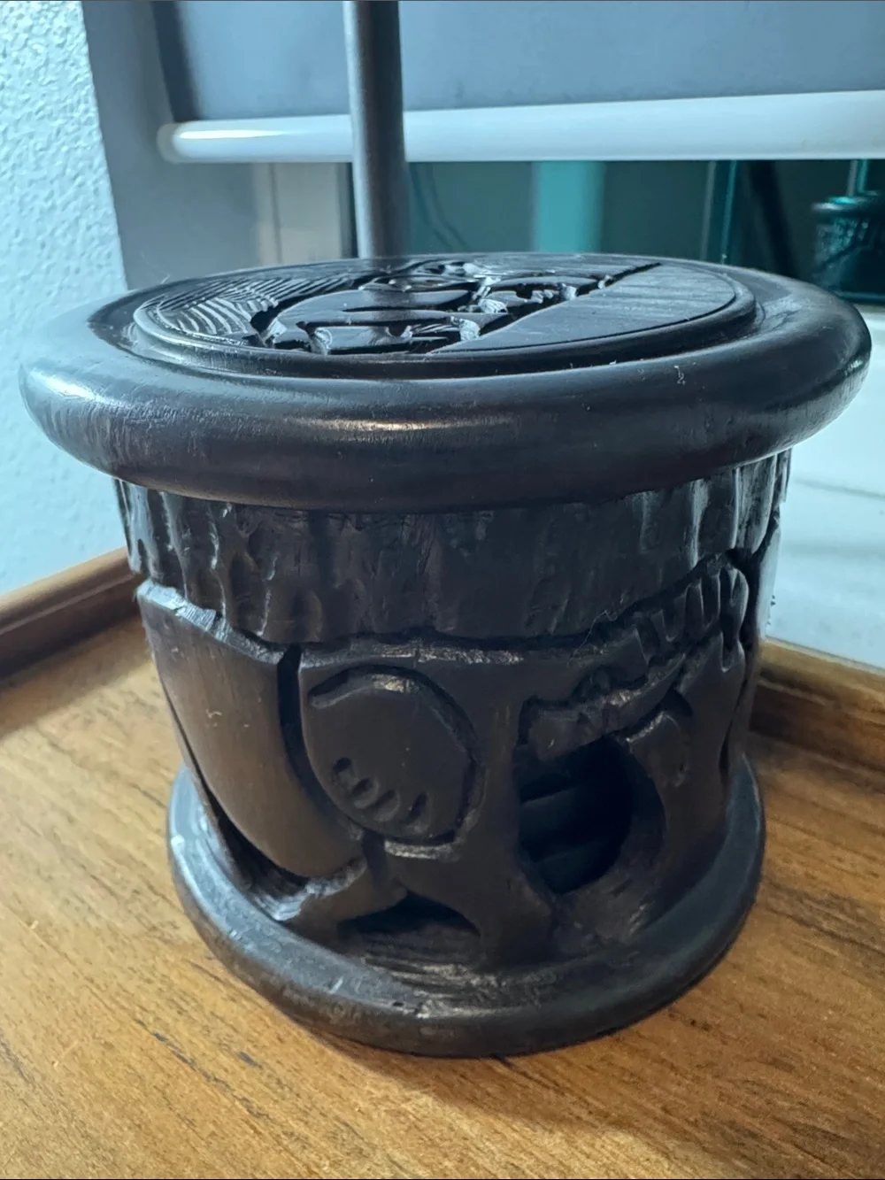 Carved Ebony Wooden Coasters with Intricate Safari Motifs